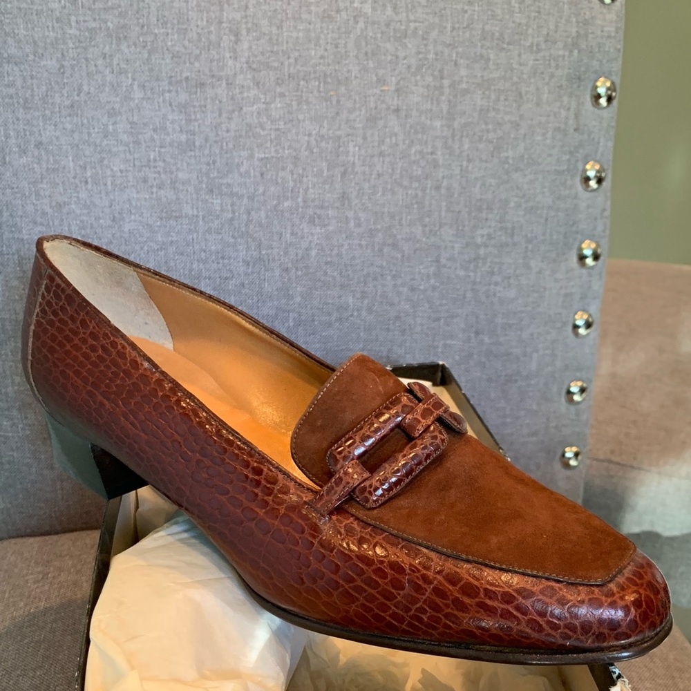 NIB Galo Leather & Suede Heeled Loafer EU42 US11